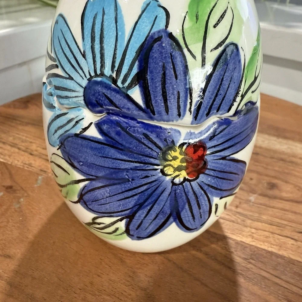 Vintage Lego Hand Painted Floral Ceramic Cracked Egg Salt‎ Pepper Shaker Set